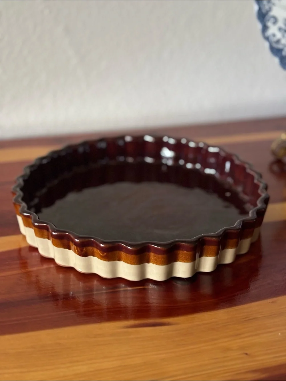 Stoneware Fluted Baking Dish - Brown and Cream
